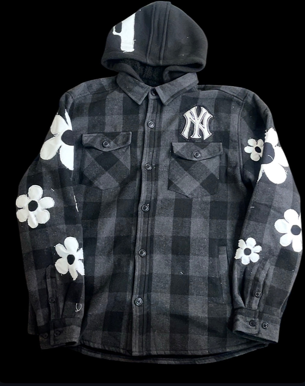 ‘YANKEE BUTTON UP FLOWER HOODIE’ (L)